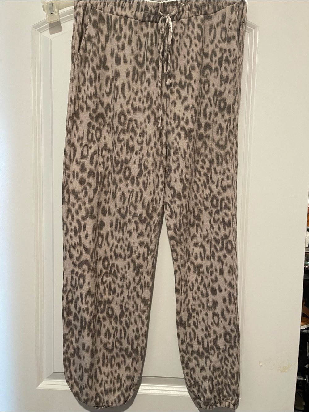 Lush Gray Leopard Print Drawstring Joggers